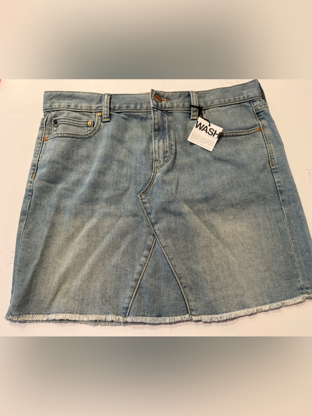 GAP Light Blue Denim Skirt with Frayed Hem
